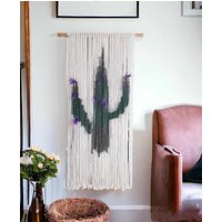 Kaktus Wandbehang/Gardinen Makramee/Moderne Textilkunst/Gewebter Wandbehang/Boho Home/Gobelin Wandkunst/Grüner Kaktus/Boho Dekoration von Valerija9