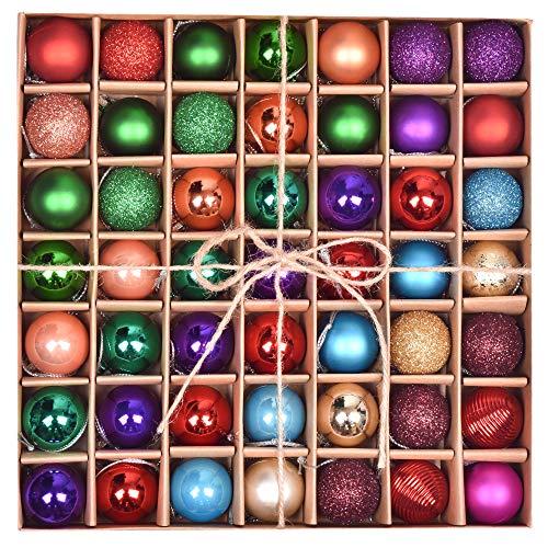 VALERY MADELYN Weihnachtskugeln 49 Stücke 3CM Kunststoff Christbaumkugeln Weihnachtsdeko mit Aufhänger Glänzend Glitzernd Matt Baumschmuck Weihnachten Dekoration Buntfarbe von Valery Madelyn