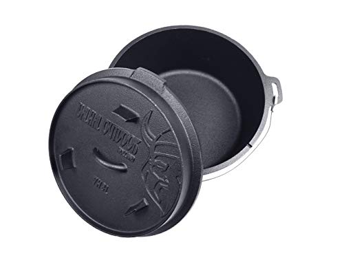 Valhal Outdoor - Dutch Oven - Gusseisen topf 8L - Schwarz - Mit Thermometeraussparung von Valhal Outdoor