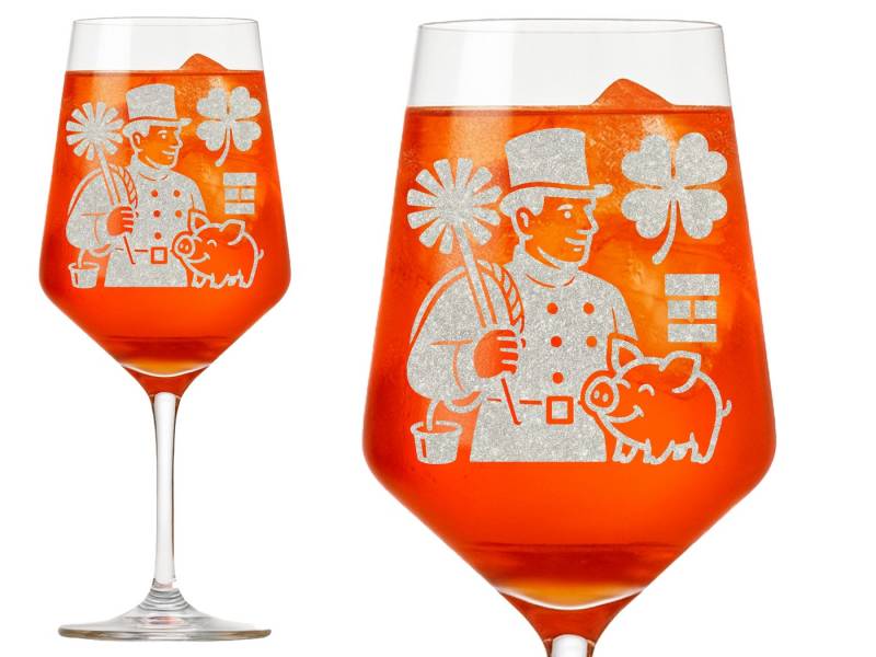 Valhalla Weinglas Gravur - Schornsteinfeger Glücksbringer 350ml, 1-tlg., Glas, Atemberaubende Darstellung von Valhalla