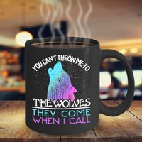Wolf Becher - Sie Kommen, Wenn Ich Rufe Schwarzer Becher, Nacht Wolf, Wölfe, Naturschutz, Tierwelt, Bunt, Neuheit, Schön, Nachtleben von ValhallasGlory