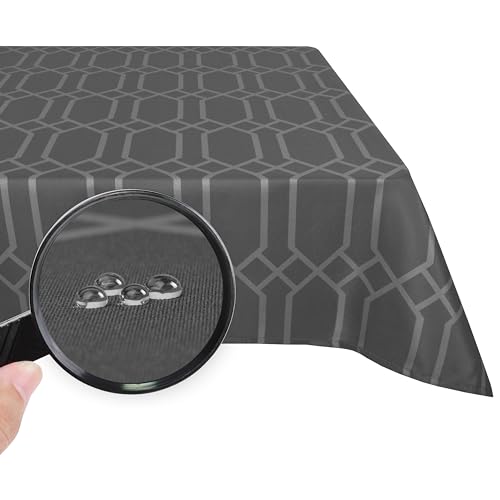 Valia Home Tischdecke mit Teflonbeschichtung für Innen- & Außenbereich anwendbar Wasser & Schmutzabweisend Dank verlässlichem Lotuseffekt - 140 x 200 cm grau von Valia Home