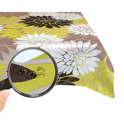 Valia Home Tischdecke mit Teflonbeschichtung für Innen- & Außenbereich anwendbar Wasser & Schmutzabweisend Dank verlässlichem Lotuseffekt - 140 x 180 cm Blume von Valia Home