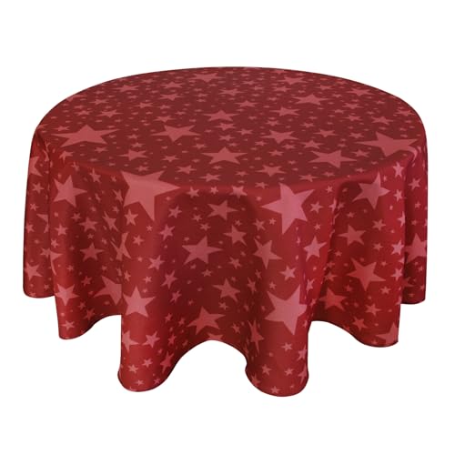 Valia Home Tischdecke mit Teflonbeschichtung für Innen- & Außenbereich Wasser- & Schmutzabweisend Dank verlässlichem Lotuseffekt - Weihnachten rund 140 cm von Valia Home