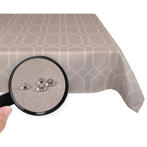 Valia Home Tischdecke mit Teflonbeschichtung für Innen- & Außenbereich Wasser- & Schmutzabweisend Dank verlässlichem Lotuseffekt - beige 110 x 140 cm von Valia Home