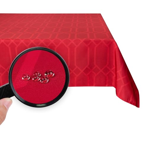 Valia Home Tischdecke mit Teflonbeschichtung für Innen- & Außenbereich anwendbar Wasser & Schmutzabweisend Dank verlässlichem Lotuseffekt - 140 x 300 cm rot von Valia Home