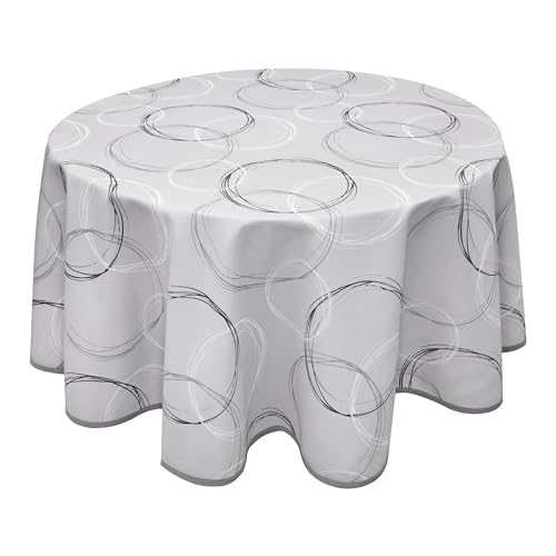 Valia Home Tischdecke mit Teflonbeschichtung für Innen- & Außenbereich anwendbar Wasser & Schmutzabweisend Dank verlässlichem Lotuseffekt - rund 140 cm grau von Valia Home