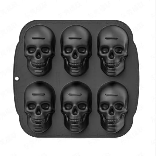 Valicaer Halloween Totenkopf Silikonform,6 FigurenSet Minikuchen Motivform, ideal für Karneval, Motto-Party & kreative Backideen von Valicaer