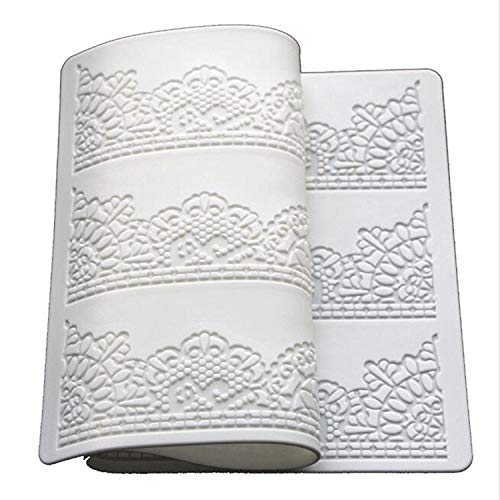 39,8 x 20 cm weiß- und Fondant Silikon Spitze Backen Matte Blumen Muster Silikon Form Pad für Kuchen dekorieren Tools Backpinsel, Backform von Valink