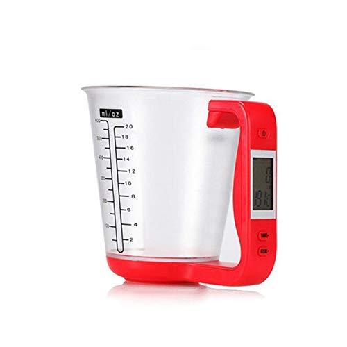 Küchenmessbecher, elektronische Waage, digitale Messbecher-Waage, Wiegegerät, Thermometer mit LCD-Display, Messbecher, Küchenzubehör – Rot Küchenmessbecher, elektronische Waage, digitale Messbecher-Waage, Wiegegerät, Thermometer mit LCD-Display, Messbecher, Küchenzubehör – Rot von Valink