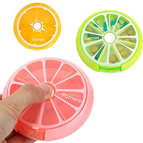 Tragbare Mini Care Pille Aufbewahrungsbox - 7 Slot Medizin Vitamin Fächer, Organizer Mit Wöchentlich Drehbarem Drug Container von Valink