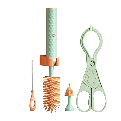 VALINK Baby Flaschenbürste, Elektrisches Silikon Flaschenreiniger Pinsel Set, Wiederaufladbare Silikonbürsten Set mit austauschbarem Bürstenkopf zum Reinigen von Flaschen und Bechern, Grün von Valink