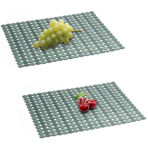 VALINK Küchenspüle-Matten, rutschfeste PVC-Spülbeckenmatten, zuschneidbar, verstellbarer Spülbeckenschutz für den Boden der Küchenspüle, 40 x 30 cm, Dunkelgrün, 2 Stück von Valink