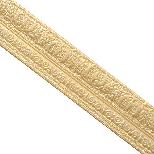 VALINK Tapete, 3D-Wandverkleidung, wasserdicht, Sockelleiste, selbstklebend, 3D-Muster, Aufkleber, Wandverkleidung, Sockelleiste, Bordüre, Dekoration, Gold von Valink