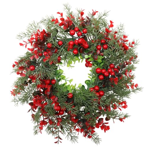 VALINK Weihnachtskranz Wandbehang, Ornament, rote Beeren, Kranz, Haustür, Wandbehang, Dekoration, künstliche Weihnachtsgirlande, Urlaub, Festival, Innen- und Außenbereich, 35 cm von Valink