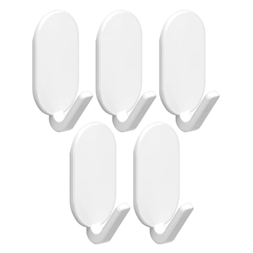 Valink Wandhaken, selbstklebende Haken, 5 oder 10 Stück, oval, selbstklebende Wandhaken, wasserdichte Haken für Küche, Badezimmer, Weiß von Valink