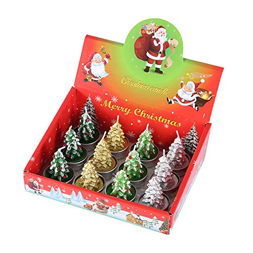 Valink Weihnachtskerzen, Geschenkbox, 12 Stück/Set, Weihnachtsmann, Schneemann, Tannenzapfen, Haus, Mini-Kerzen für Zuhause, Party, Halloween, Weihnachten, Hochzeitsdekoration, D von Valink