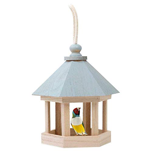 VALINK Vogelfutterstation zum Aufhängen, Vogelhaus in Form eines Vogelhauses für den Außenbereich, Vogelhaus aus Holz, Papageienhaus, Gartennest Futterbehälter, Wildvogel-Samen-Futterstation von Valink