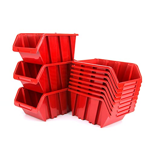20x Stapelboxen Sichtlagerkästen Stapelkästen Lagerboxen für Werkstatt Garage Kunststoff Rot 12 cm x 19,5 cm x 9 cm von Valle Verde