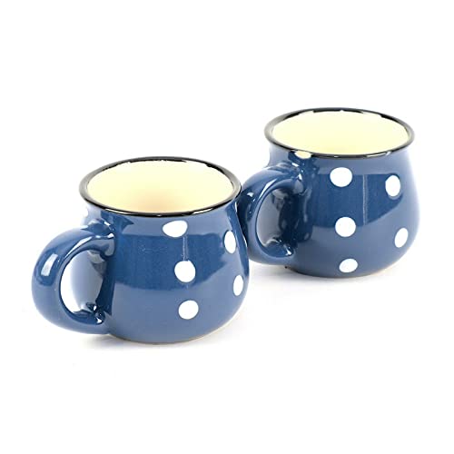 2er Set Espressotassen Kaffeetassen Kaffeerbecher Gepunktet Keramik 75ml Blau von Valle Verde