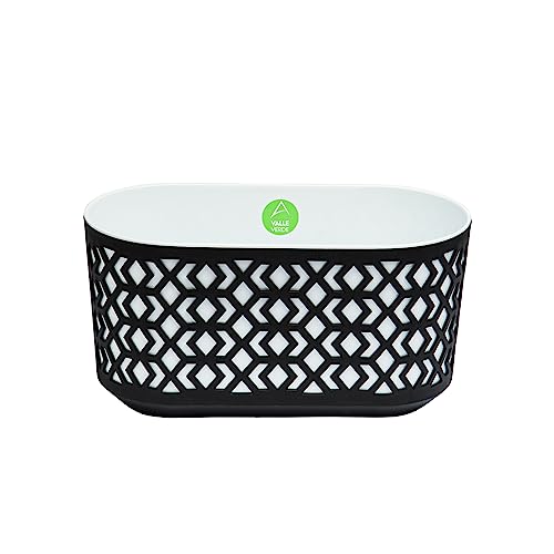 Blumentopf Blumenkasten Pflanztopf für Zuhause Balkon Terrasse Garten Modernes Design Kunststoff Gemustert Schwarz-Weiß 39,4 cm x 19,4 cm x 20,3 cm von Valle Verde