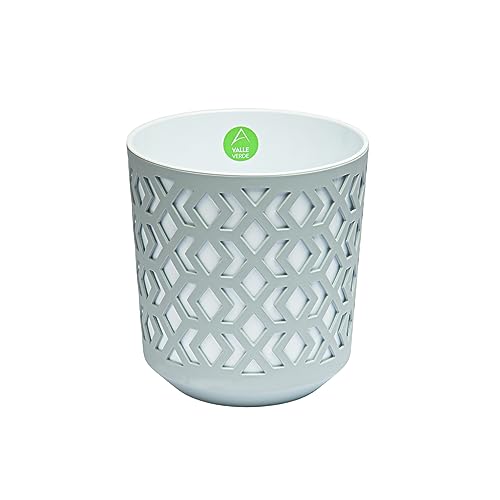 Blumentopf Kräutertopf Pflanzentopf für Zuhause Balkon Terrasse Garten Modernes Design Kunststoff Gemustert Hellgrau-Weiß 26,8 x 25,4 cm x 25,4 cm von Valle Verde