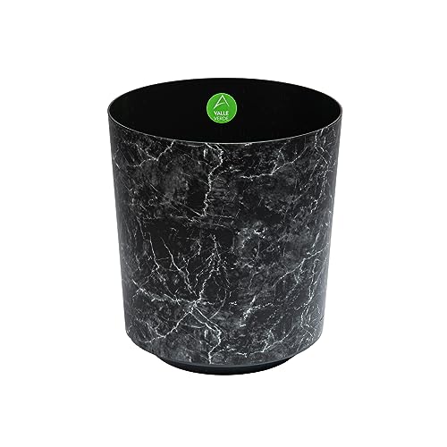 Blumentopf Kräutertopf Pflanzentopf für Zuhause Balkon Terrasse Garten Modernes Design Kunststoff Ø 28,5 cm Marmor Schwarz von Valle Verde