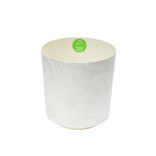 Blumentopf Kräutertopf Pflanzentopf für Zuhause Balkon Terrasse Garten Modernes Design Kunststoff Rost Marmor Motiv (Ø 19,5 cm Marmor Weiß) von Valle Verde