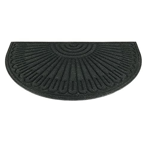 Valle Verde Fußmatte Schmutzfangmatte für Innebereich und Außen Für Haustür Eingang rutschfest Halbrund Polyester-Nadelfilz Anthrazit (60cm x 90cm) von Valle Verde