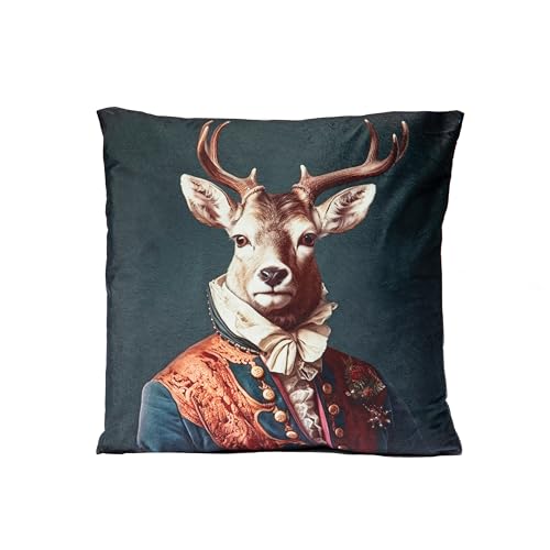 2X Valle Verde Kopfkissenbezug Kissenbezug Kissenülle für Wohnzimmer Schlafzimmer Versteckter Reißverschluss Tiermotiv Mehrfarbig 40 cm x 40 cm Hirsch von Valle Verde