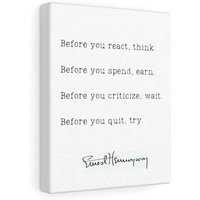 Ernest Hemingway Zitat, Before You...., Canvas Gallery Wrap, Gerahmt Und Bereit Zu Aufhängen von ValleyRoadArts