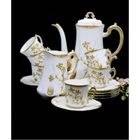 Limoges Boisbertrand Antikes Porzellan Vergoldetes Tee Set von PhanteonCollectibles