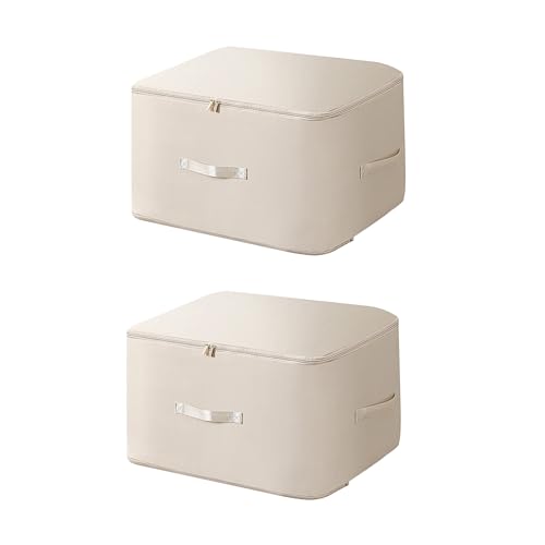 Valleycomfy 2 Pack Platzsparender Komprimierender Organizer, 2025 Neuest Komprimierender Beutel, Groß Selbstkomprimierende Bewegliche Organizertaschen for Duvets, Clothes(Beige, XL) von Valleycomfy