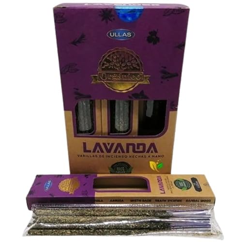 3 Boxen mit Bio-Räucherstäbchen, handgefertigt, 25 g x 3, hergestellt in Indien, Harz und ätherischen Ölen, 100 % natürlich (Lavendel) von Valmoni Sport