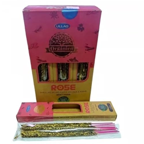 3 Boxen mit Bio-Räucherstäbchen, handgefertigt, 25 g x 3 cm, hergestellt in Indien, Harz und ätherischen Ölen, 100 % natürlich, (Rosa) von Valmoni Sport