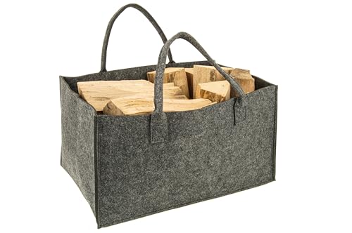 Valo Filztasche (faltbar, Tragetasche aus Filz, Filzkorb, Holzkorb, Aufbewahrungstasche, Einkaufstasche grau) VK000401 von VALO