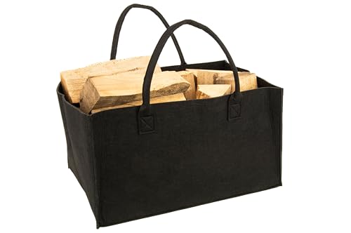 Valo Filztasche (faltbar, Tragetasche aus Filz, Filzkorb, Holzkorb, Aufbewahrungstasche, Einkaufstasche schwarz) VK000402 von VALO