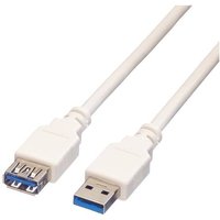 Value USB-Kabel USB 3.2 Gen1 (USB 3.0 / USB 3.1 Gen1) USB-A Stecker, USB-A Buchse 1.80m Weiß Geschi von Value