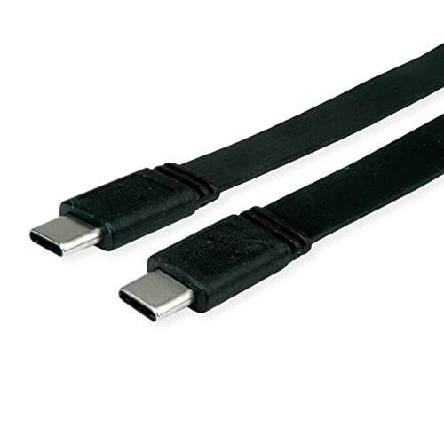 VALUE USB4 Gen 3 Kabel, PD 20V5A, Emark, C-C, ST/ST, 40 Gbit/s, flach, schwarz, 0,5 m von VALUE