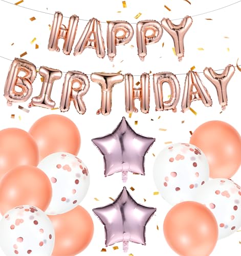 Geburtstagsdeko Luftballons Girlande, Rosegold Folienballons mit Buchstaben & Stern für Mädchen Geburtstag, Frauen und Erwachsene Einfach zu Befüllen von ValueBargain