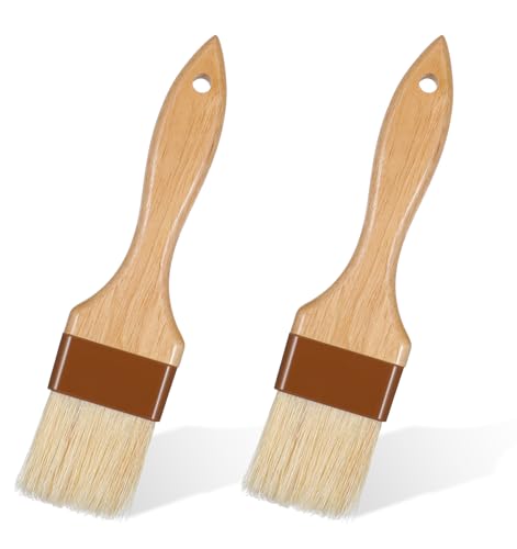 2 Stück Küchenpinsel, Backpinsel Naturborsten mit Langem Holzgriff, Hitzebeständige Grillpinsel für Fleisch, Gebäck & BBQ, Ideal zum Backen, Kochen und Rühren 2 Stück Küchenpinsel, Backpinsel Naturborsten mit Langem Holzgriff, Hitzebeständige Grillpinsel für Fleisch, Gebäck & BBQ, Ideal zum Backen, Kochen und Rühren von ValueBargain