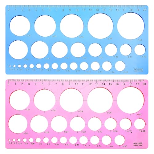 2Pcs Kreisschablone, Lochschablone Professionelle mit 27 Kreisen, Transparente Lochschablone für Künstler & Lehrer, Quilling Schablonen, Zeichenwerkzeug für Schule/Basteln 2Pcs Kreisschablone, Lochschablone Professionelle mit 27 Kreisen, Transparente Lochschablone für Künstler & Lehrer, Quilling Schablonen, Zeichenwerkzeug für Schule/Basteln von ValueBargain