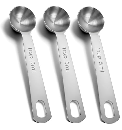 3er Set Kaffeelöffel Portionierer, Kaffeelöffel Edelstahl Küchenlöffel mit Tiefem Rundschalen-Design 5ml Fassungsvermögen, Ergonomischer Griff & Aufhängeöse Für Gewürze Kaffee und Backzutaten von ValueBargain