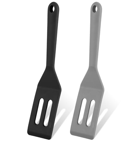 2 Stück Pfannenwender Klein, Kochlöffel Silikon Mini Antihaft-Spatel mit Schlitz, Hitzebeständiger Küchenhelfer zum Braten, Mischen & Backen von ValueBargain