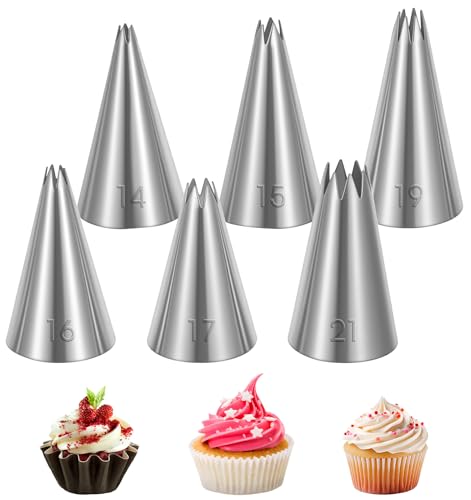 6 Pcs Flower Piping Tips, Decorating Tips for Frosting Stainless Steel, Perfect for Shells, Zigzags, Rosettes & Flowers, Baking & Cake Decorating Essentials (6 Models) von ValueBargain