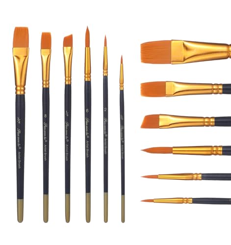 6er Set Dünne Pinsel, Pinsel Klein Professionelle Gesichtsmalerei mit Nylonborsten & Holzgriff für Acryl Aquarell Körperkunst Einfache Reinigung Hautfreundlich 6er Set Dünne Pinsel, Pinsel Klein Professionelle Gesichtsmalerei mit Nylonborsten & Holzgriff für Acryl Aquarell Körperkunst Einfache Reinigung Hautfreundlich von ValueBargain