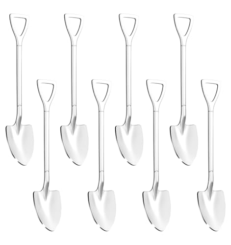 8 Stück Schaufellöffel für Desserts, 15,4 cm Mini-Schaufeln, Edelstahl, Espressolöffel, Mini für Kaffee, Tee, Dessert und Partygeschenke (Silber) von ValueBargain