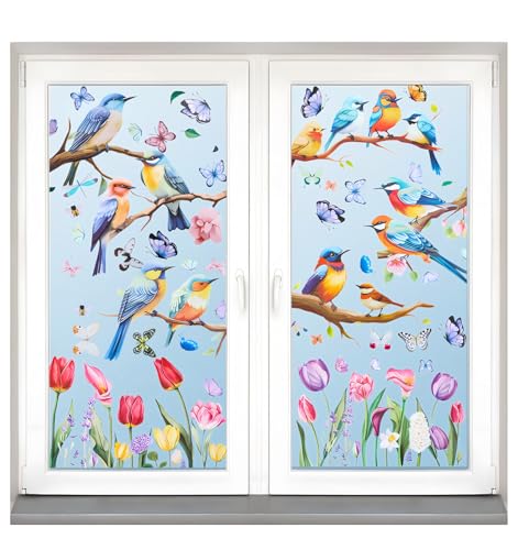 9 Blatt Fensterbilder Sommer, Fensterbilder Frühling Selbstklebend Doppelseitig Blumen Vogel, Wiederverwendbare Fenstersticker, Fensterdeko für Glas, Kinderzimmer, Badezimmer, Sommer 9 Blatt Fensterbilder Sommer, Fensterbilder Frühling Selbstklebend Doppelseitig Blumen Vogel, Wiederverwendbare Fenstersticker, Fensterdeko für Glas, Kinderzimmer, Badezimmer, Sommer von ValueBargain