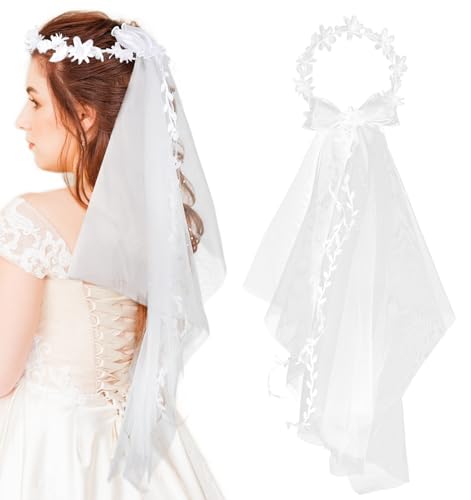 Schleier Jga, Brautschleier Blumenkranz Kopfschmuck, Hochzeit Haarschmuck, Accessoires für Braut, Haarkranz für Festivals, Karneval, Mottoparty, Elegante Haaraccessoires Schleier Jga, Brautschleier Blumenkranz Kopfschmuck, Hochzeit Haarschmuck, Accessoires für Braut, Haarkranz für Festivals, Karneval, Mottoparty, Elegante Haaraccessoires von ValueBargain
