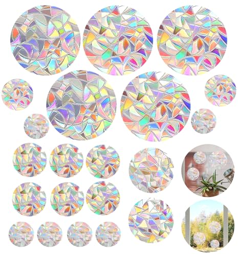 21 Stück Regenbogen Folie Fenster, Suncatcher Sticker Vogelschutz Aufkleber mit Anti-Kollisions-Effekt, Sonnenfänger Dekoration für Türfenster & Wohnräume von ValueBargain